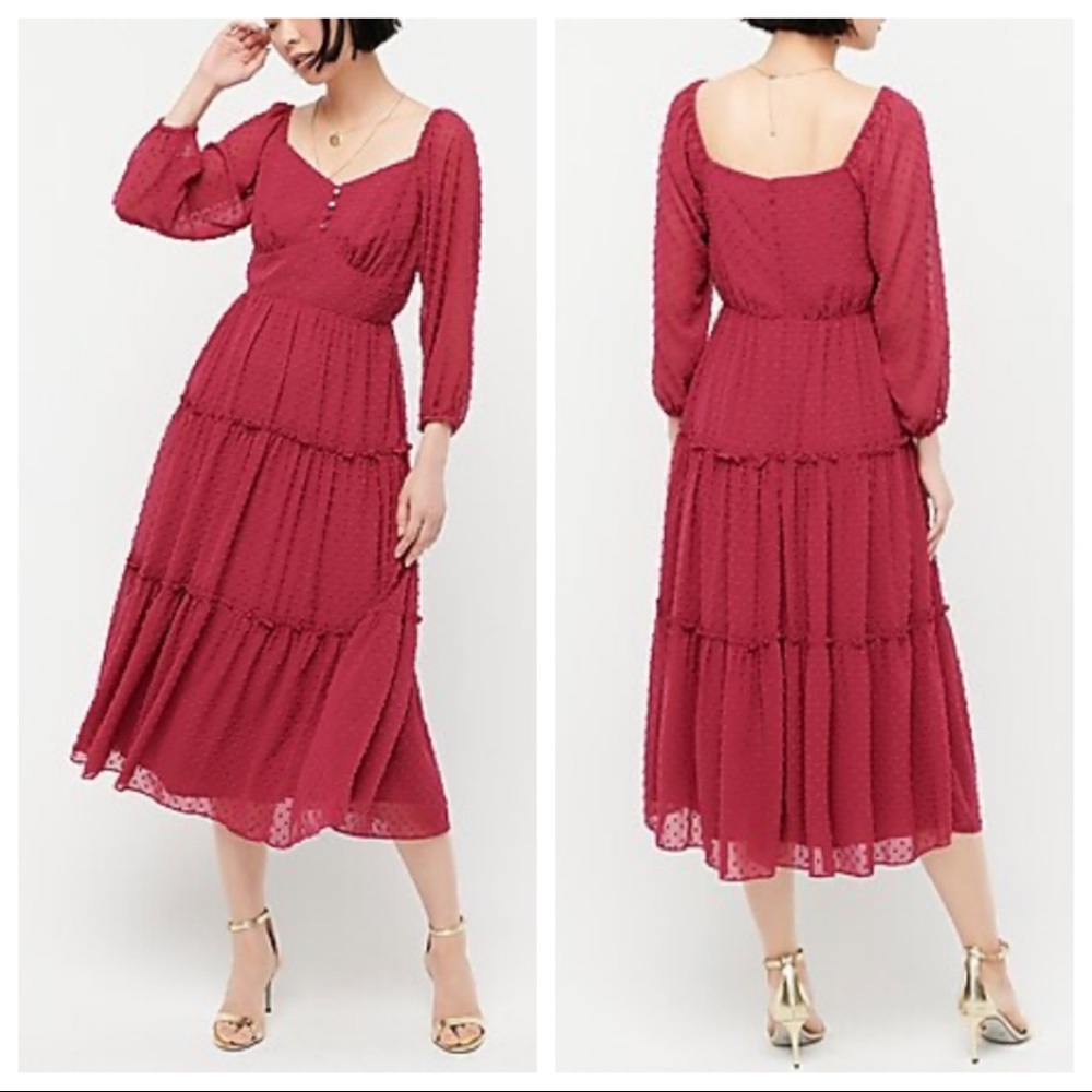 J. Crew Burgundy Midi Dress
